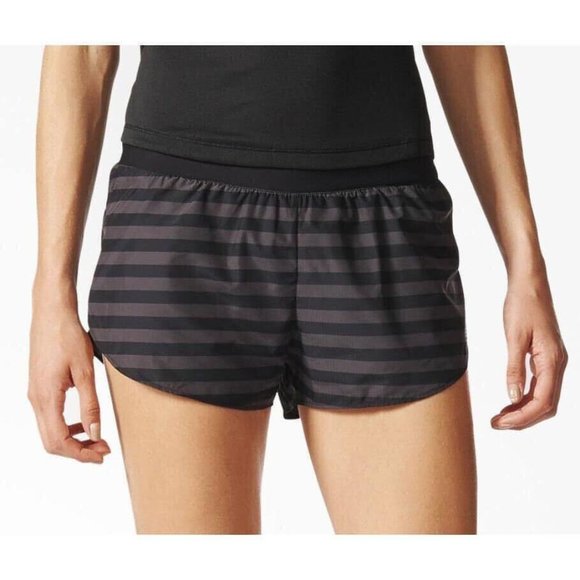 adidas Adizero Black Striped Running Split Shorts Women's size L Regular Fit NWT - Picture 1 of 8